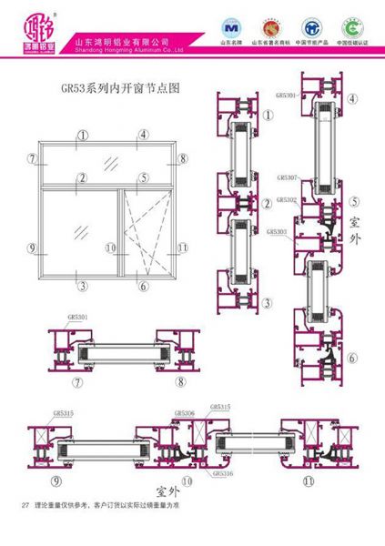 GR53系列內開窗節(jié)點圖